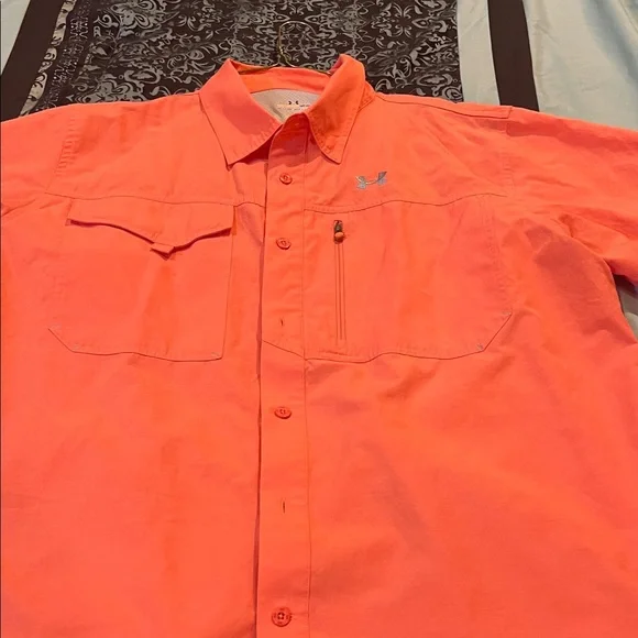 Under Armour Men's Vibrant Orange Button Down Shirt - Picture 4 of 9